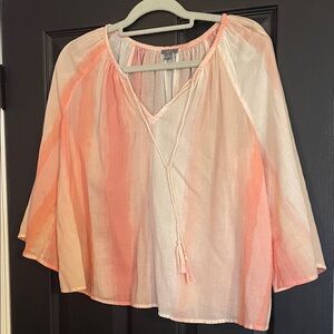 Aerie Peach and Cream Blouse